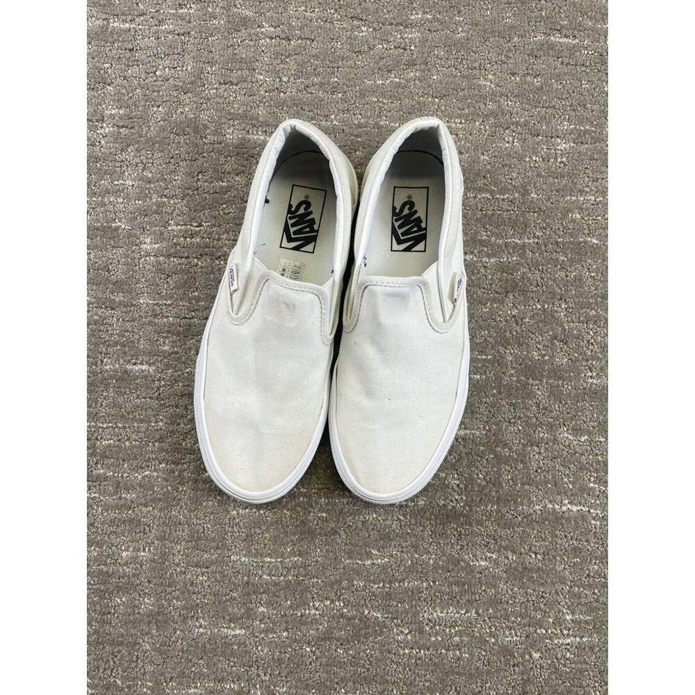 VANS Classic Slip-On Mens White Canvas Slip On Low Top Rubber Outsole M6 W7.5